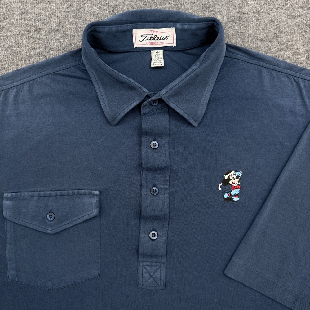 Vintage Titleist Polo Shirt Mens XL Faded Blue Disney‎ Mickey Mouse Golf Stretch